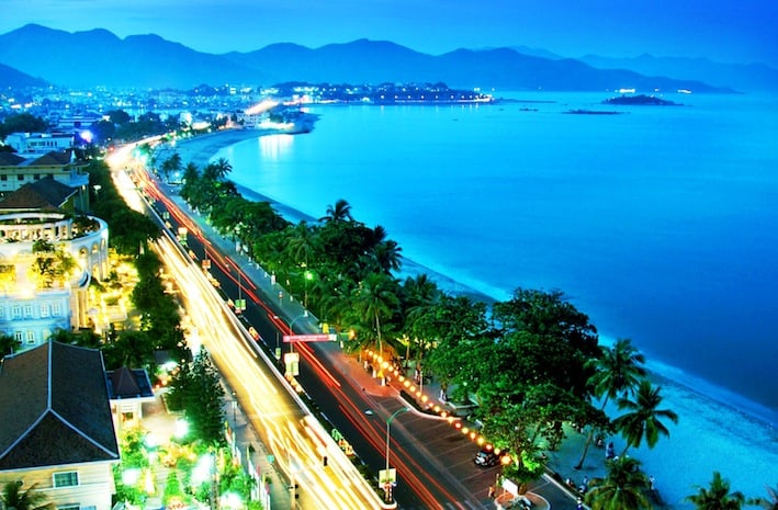 The coastal city of Nha Trang seen from above