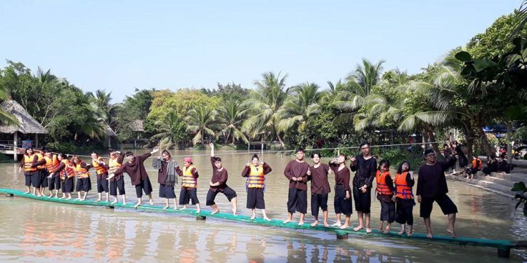 Lan Vuong tourist area in Ben Tre Mekong Delta with diverse folk activities