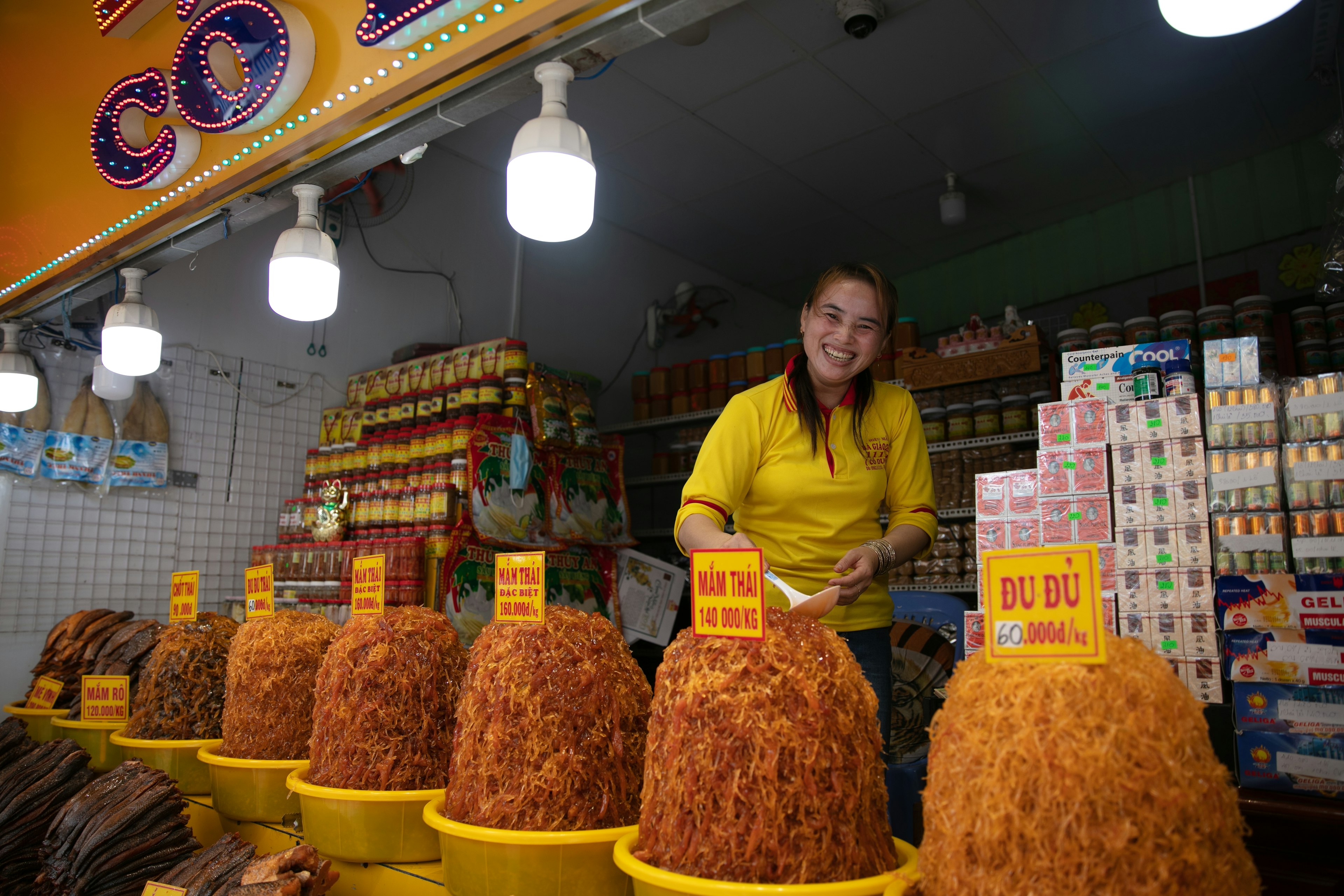 A market seller in Chau Doc, An Giang, Vietnam